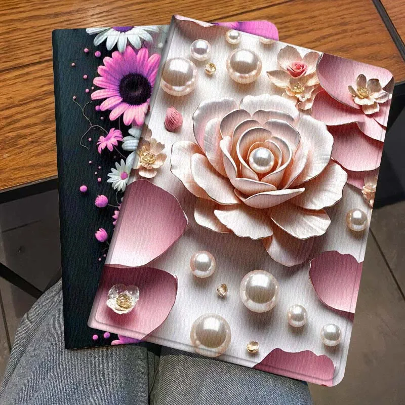 

Beautiful Pink Flower Decor For Honor Pad 8 V8 9 GT MagicPad 13 3 2 Tab MatePad Pro Air 12 X 12.6 Foldable Tablet Case Gift