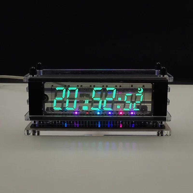 Electronic Table Clock Calendar Desk Clocks Fluorescence Digital Design Clock Office Desktop Decoration Silent Nixie Clocks
