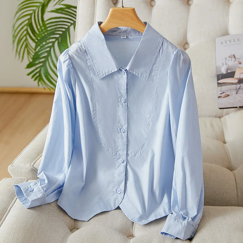 

Women's Long Sve e Hem irt Spring Autumn ort Sle Cotton Blend Comfortable Fit Busin Casual Office Wear