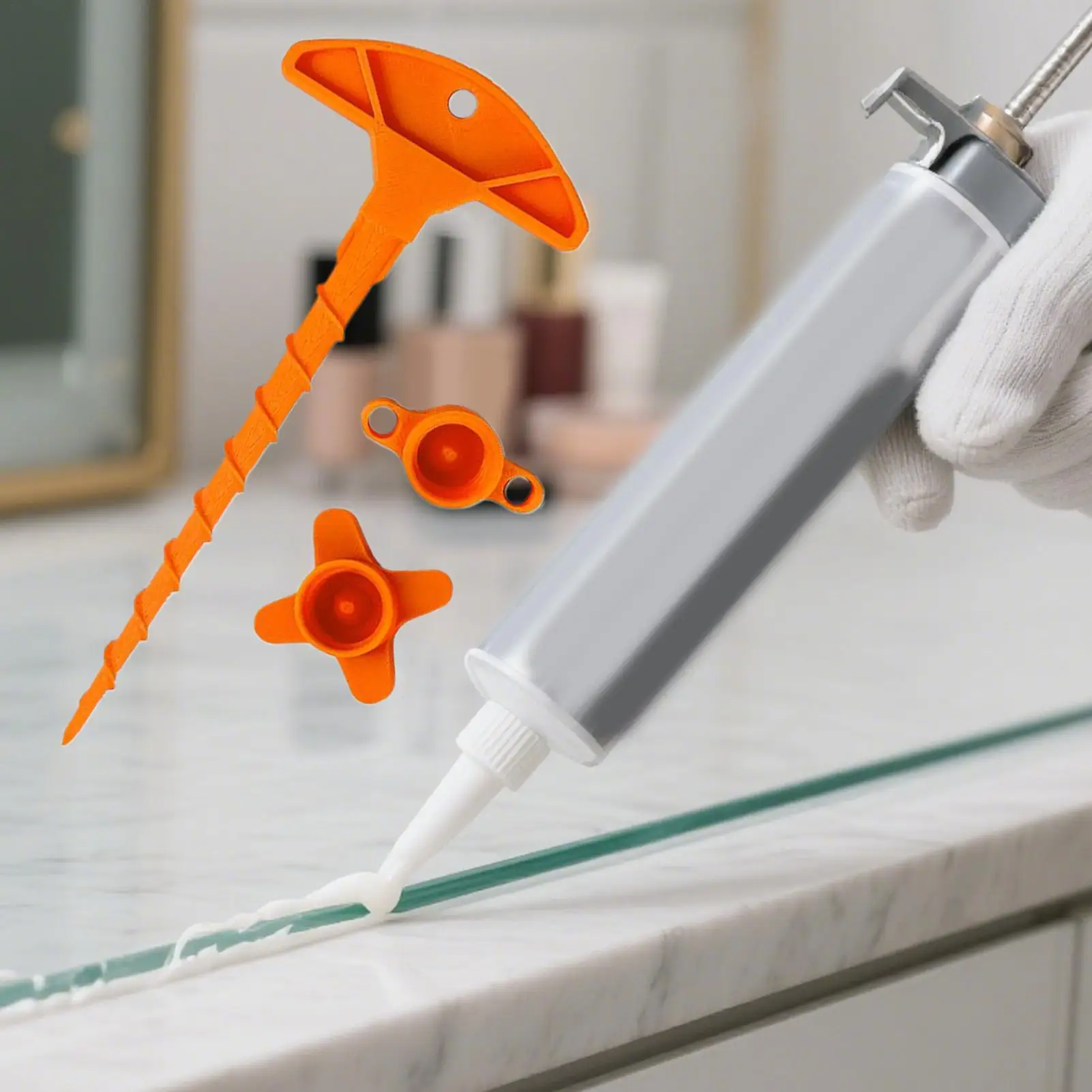 Sealing Gun Nozzle 2 Pieces Silicone Sealing Sleeve with cleaning unclogging device Glass Glue Sealing Caulk Saver Cover