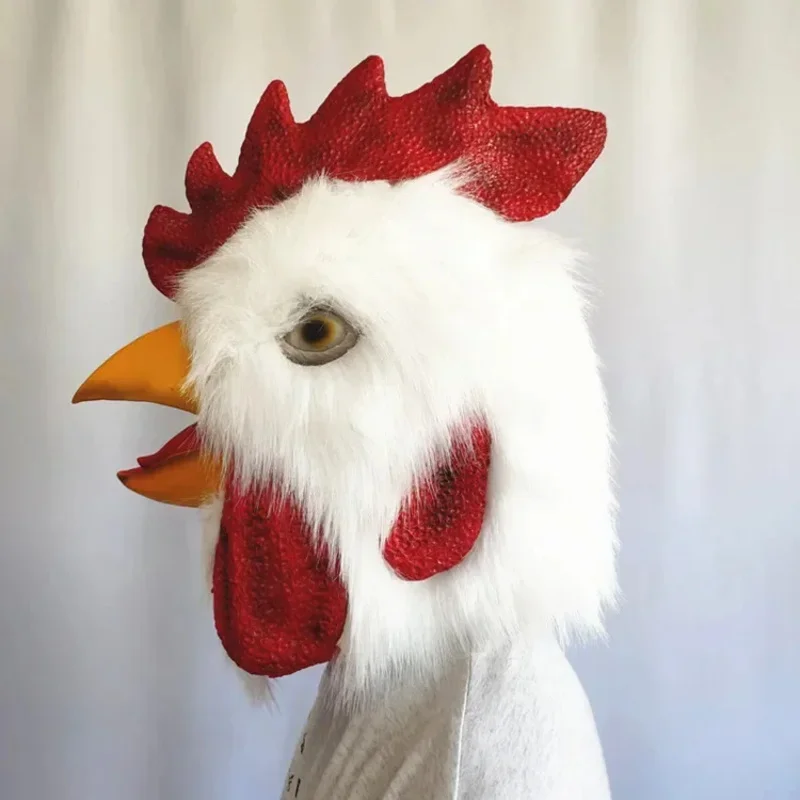 Halloween Zootopia Cosplay Chicken Mask White Latex Roast Adults Mad Chicken Cockerel Mask Halloween Scary Funny Masquerade