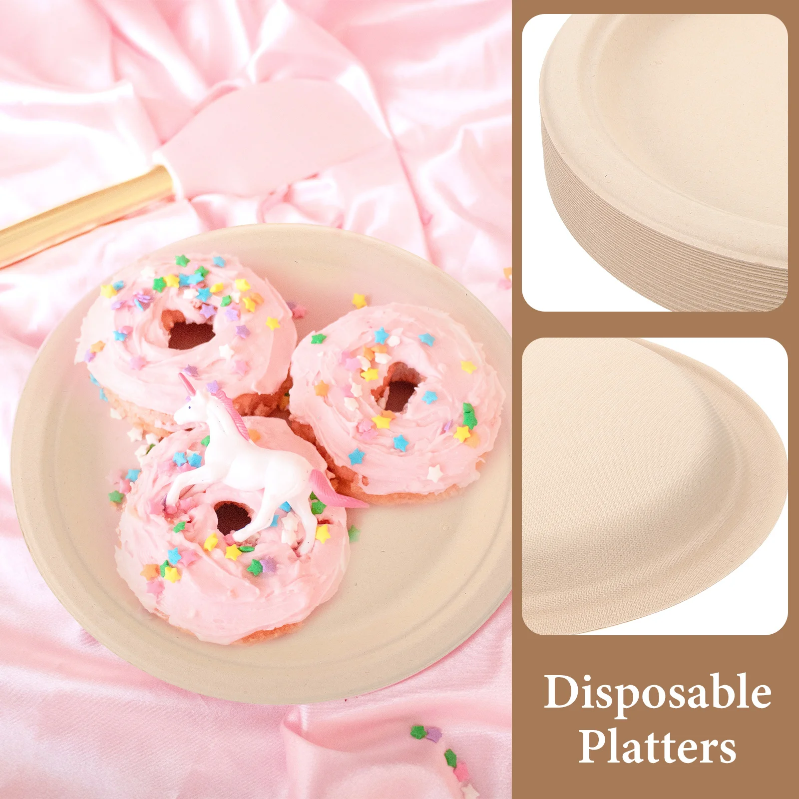 

50Pcs Paper Plates Dining Party Plates Festival Dessert Household Food Plate Disposable Party Tableware Paper Platters
