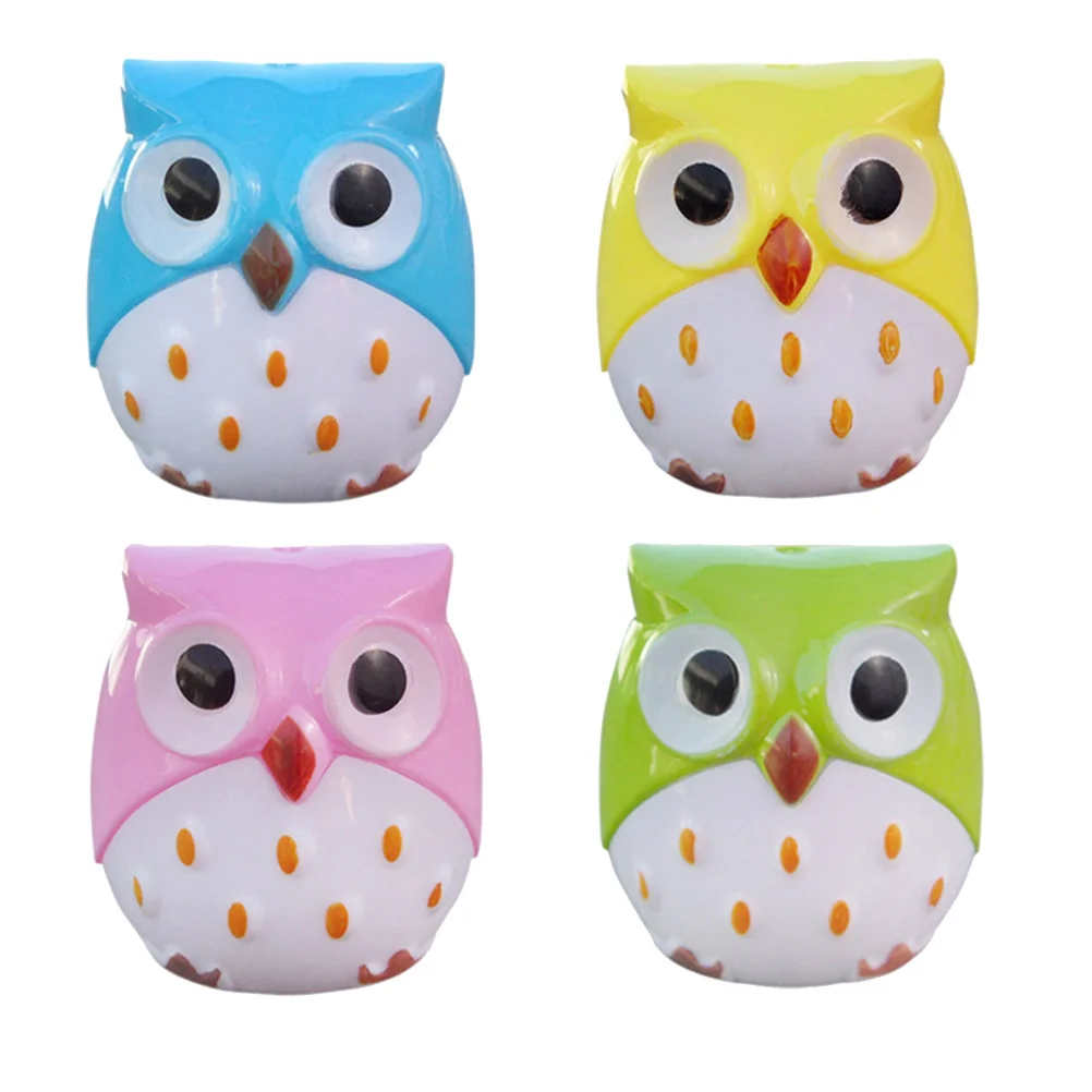 

24 Pcs Owl Pencil Sharpener Cute Cartoon Stationery School Supplies Kids Colorful Dual Hole Student Office Use Plastic Gifts