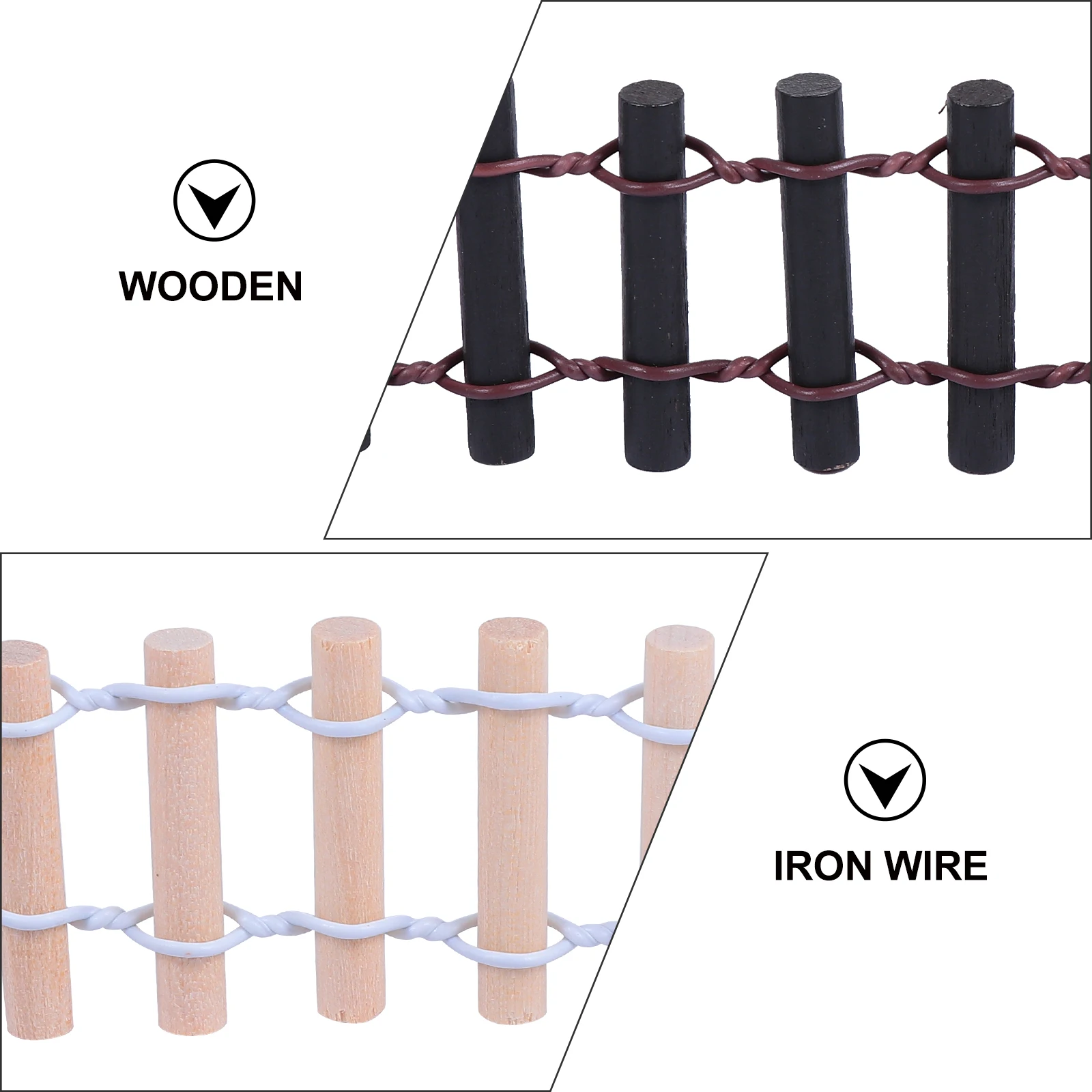 

10 PCS Small Fence Wooden for Gardens Agriculture Decorative Miniature Fences Iron Landscape Border Container