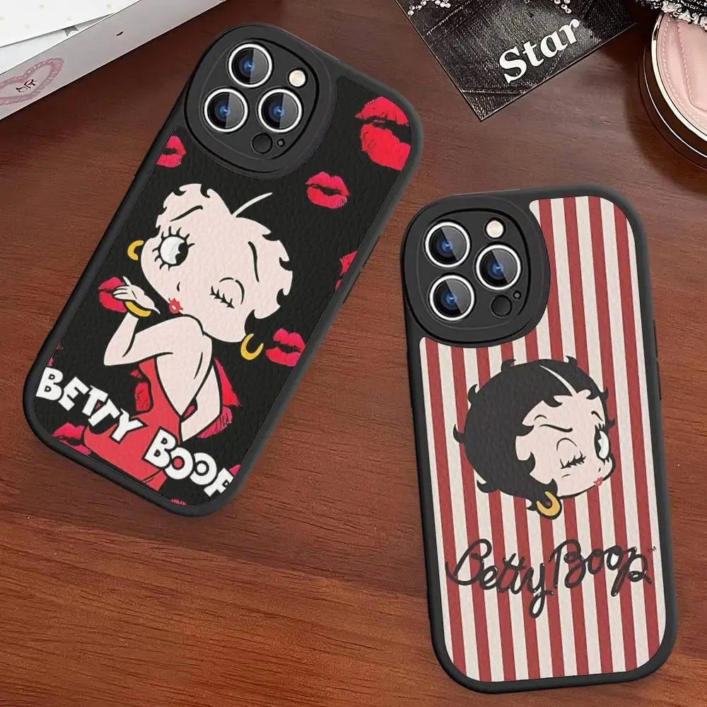 

Cartoon B-Betty Boop Sexy Girl Phone Case For IPhone 16 15 14 11 12 13 Pro Max Plus Back Leather Shell