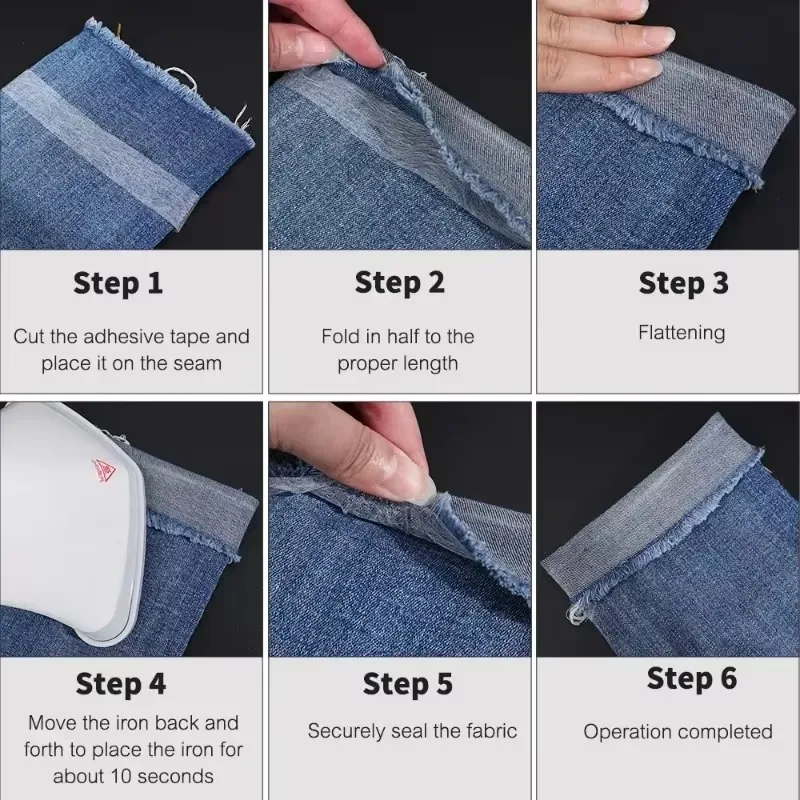 Cinta adhesiva de interposición no tejida de doble cara, cinta para planchar en el dobladillo, acorten los bordes, pantalones de reparación para sombreros, ropa, manualidades de costura DIY