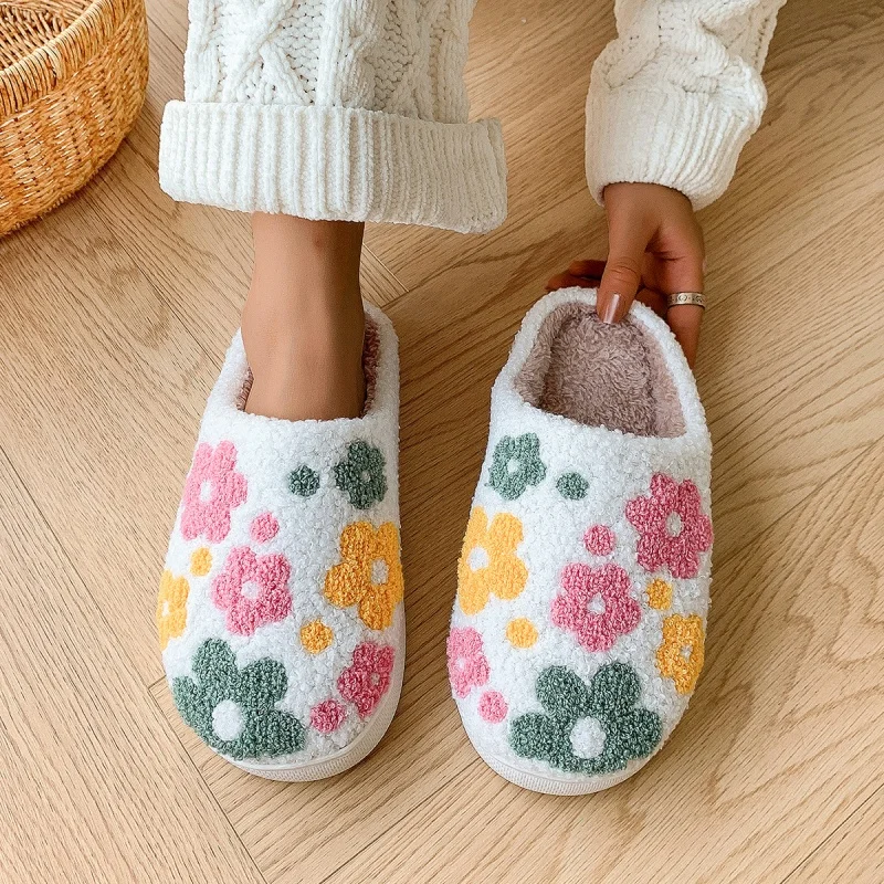 

Зимние рождественские теплые плюшевые тапочки, женские повседневные домашние шлепанцы для спальни, парные плюшевые мягкие пушистые шлепанцы для гостиной