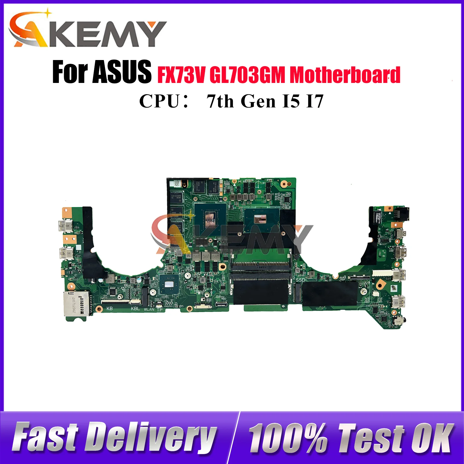 

GL703VM Laptop Motherboard For ASUS ROG Strix FX73V GL703GM GL703V Notebook Mainboard With I5 I7 CPU 100% tests OK fast shipping