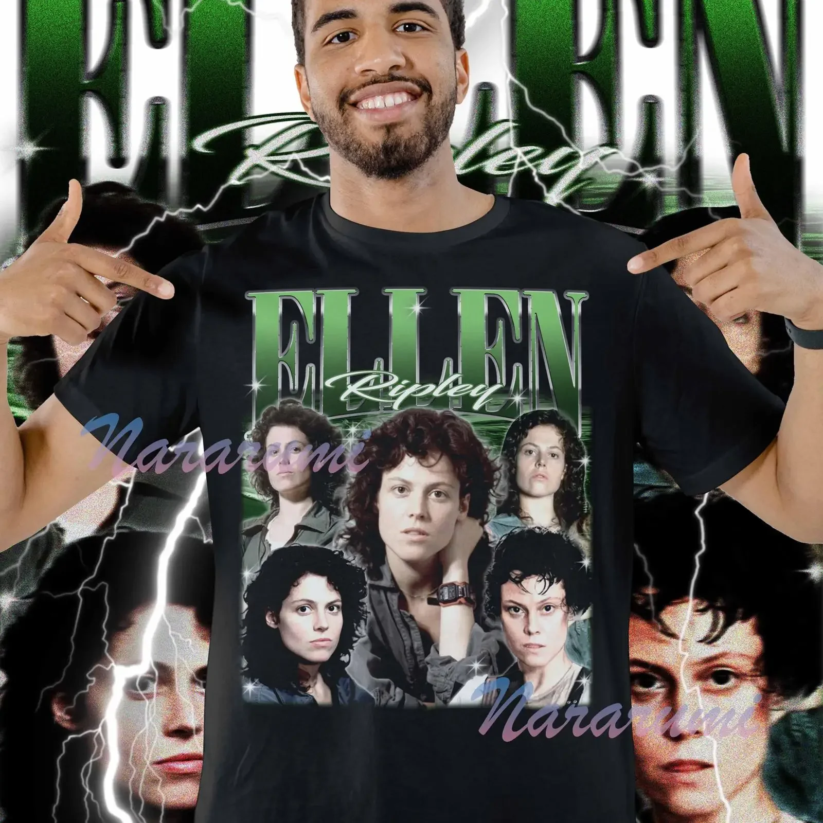 Retro Bootleg Ellen Ripley T Shirt Sigourney Weaver Alien Movie Fan Casual Merch vintage Washed Unisex Versatile Comfortable