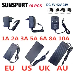 AC110-220V DC5V 12V 24V 1A 2A 3A 5A 6A 7A 8A 10A uniwersalna moc zasilacz Adapter ładowarki ue US AU US dla taśmy LED