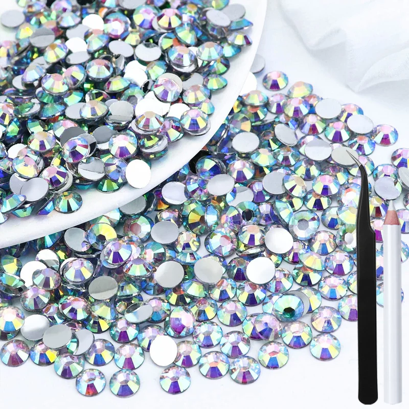 5000/10000PCS Color AB Silvery Flatback Resin Rhinestones 2-6mm Drill Faux Gems Bead for Crafts DIY Nail Art Charms Supplies