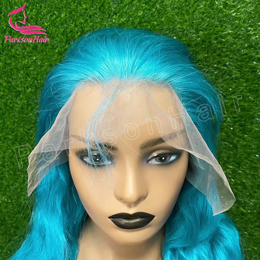 Perruque Full Lace Wig Remy Brésilienne Naturelle, Cheveux Humains, Couleur Bleue 613, 13x6 HD, 250, pour Femme Africaine