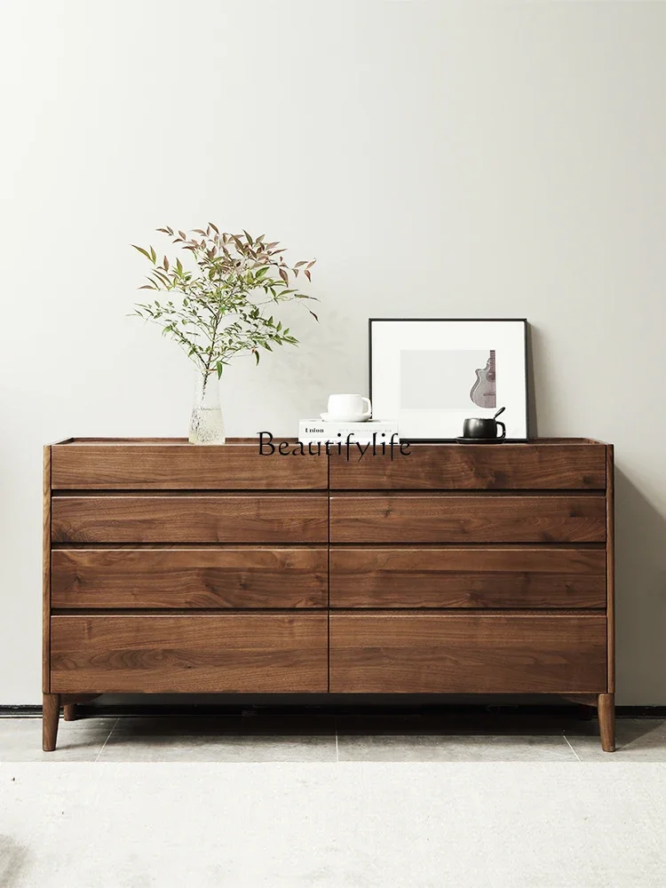 

LD33North American black walnut eight-bucket cabinet, wall storage, all solid wood drawers, bedroom side cabinet