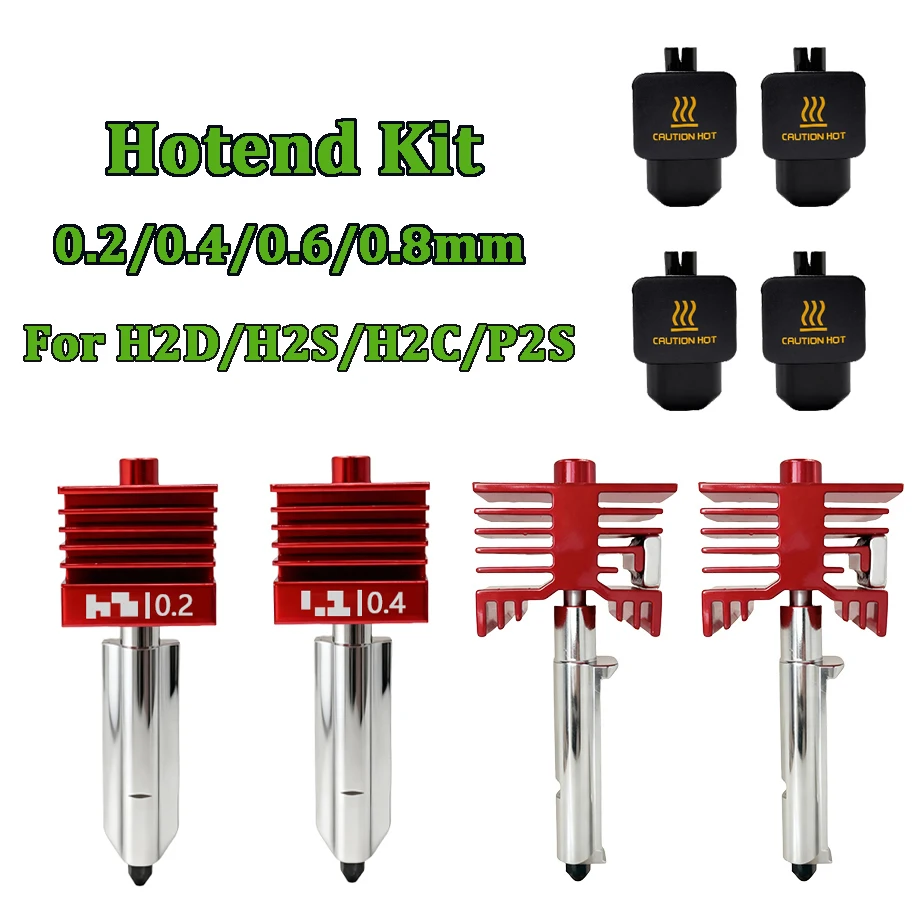 H2D H2S Hotend High Quality For Bambu Lab P2S H2D H2S H2C Nozzle 0.2/0.4/0.6/0.8mm Hotend Kit Hardened Steel Nozzle A1/A1mini