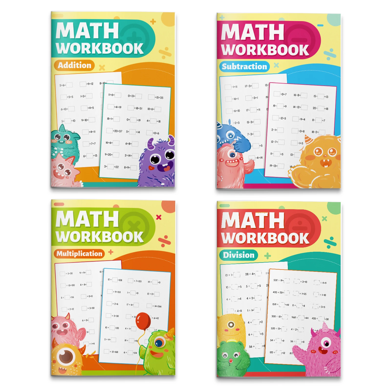 Math Workbook 4 Book Set for Children – Complete Arithmetic Practice with Addition, Subtraction, Multiplication & Division