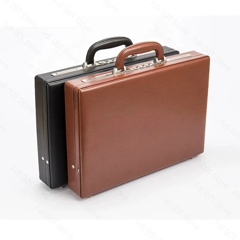 Retro Briefcase High-end Business Suitcase Password Case Computer Bag File Leather Case