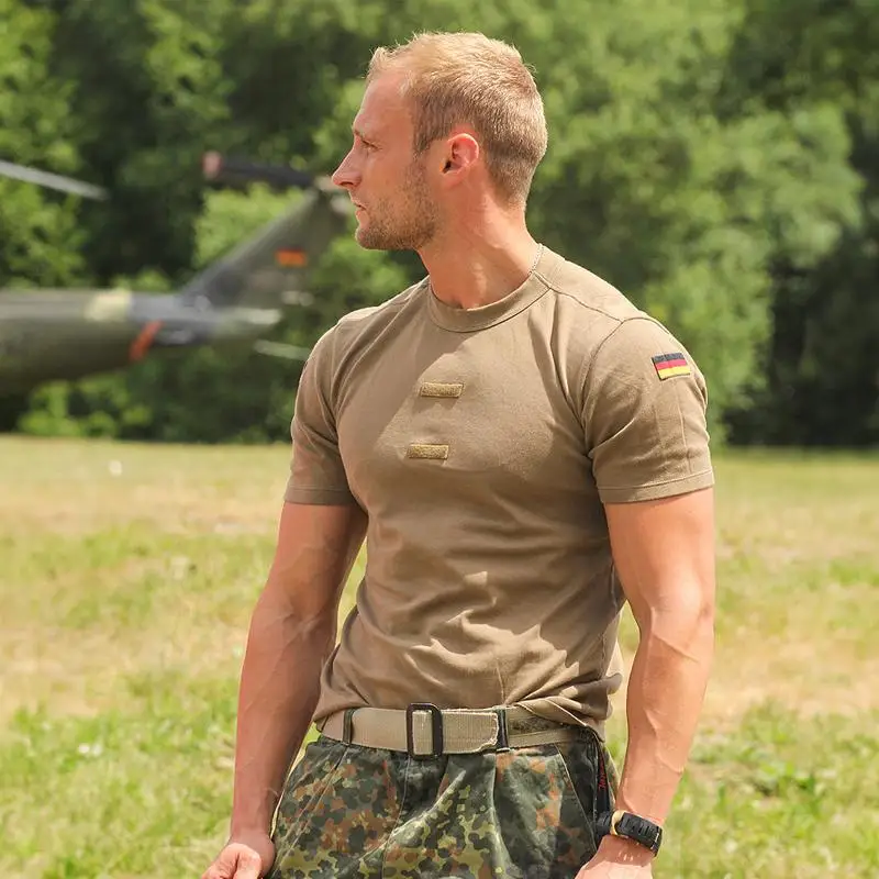 

German German Tactical T-Shirt Outdoor Military Fan Physical Training Short Sleeve Cotton Breathable Military Tooling Top