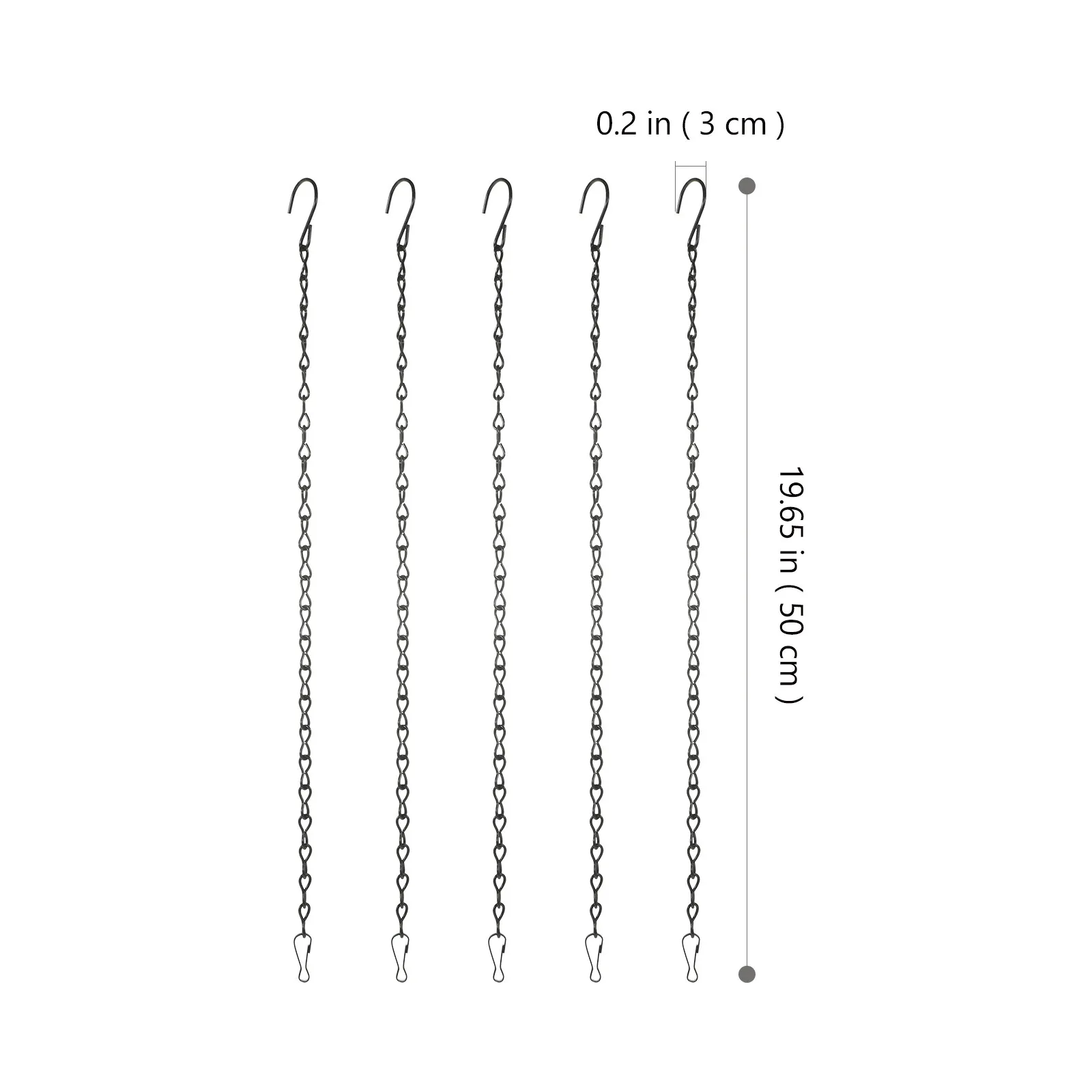 5Pcs Rust Resistant Black Hanging Chain with Hooks for Planters Flower Baskets Suet Feeders Garden Decor Replacement Chains view 3