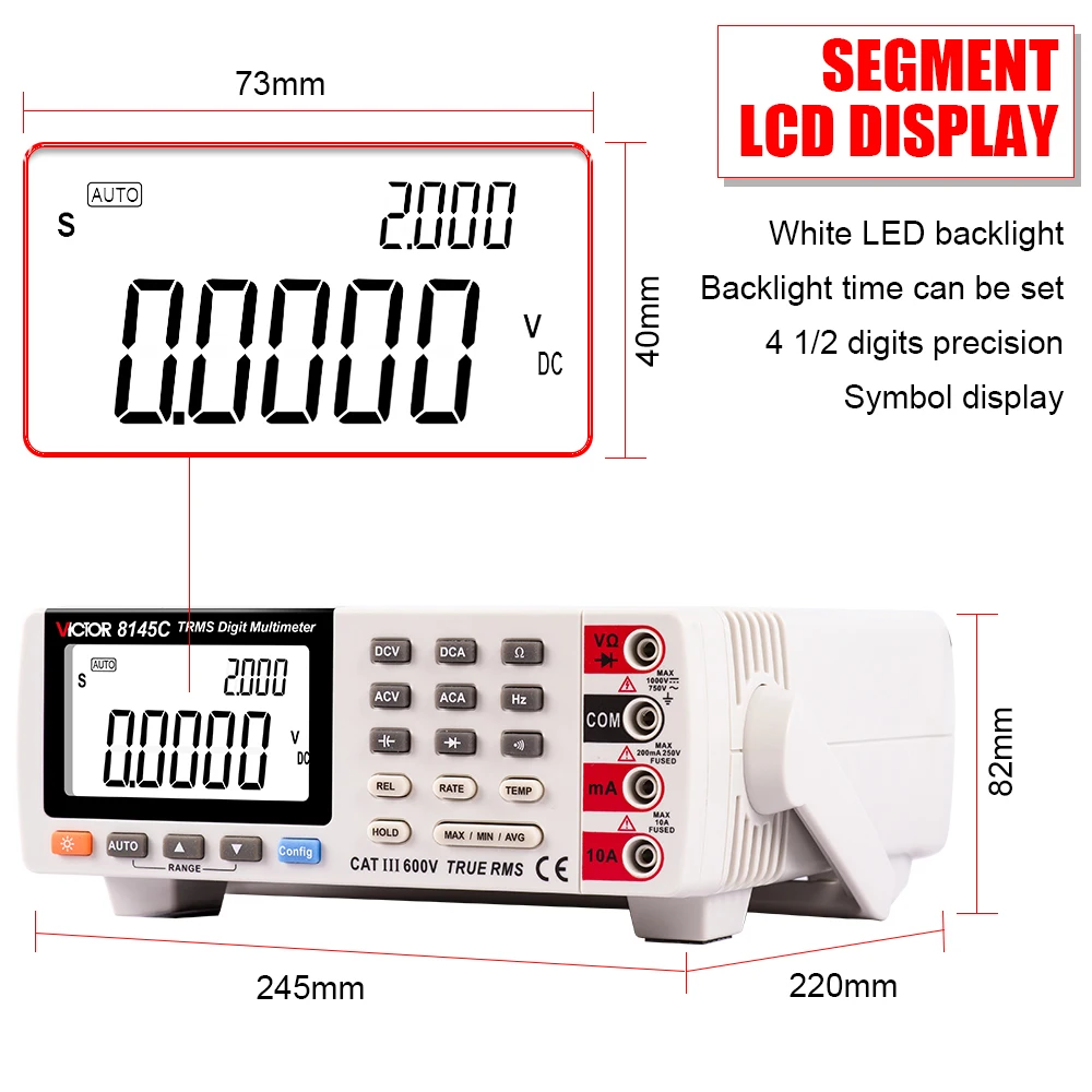 Digital Multimeter 22000 Counts AC/DC Hz Professional Tester Backlight Large Clear Screen Desktop Volt Amp Ohm Multimetro Tools