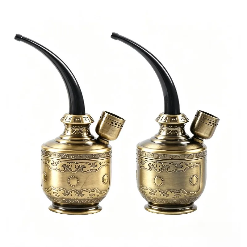 Reduce Tar Retro Water Smoking Pipe Cleanable Healthy Water Tobacco Pipe Cleanable Circulation Smoking Bottle Portable Men Gift