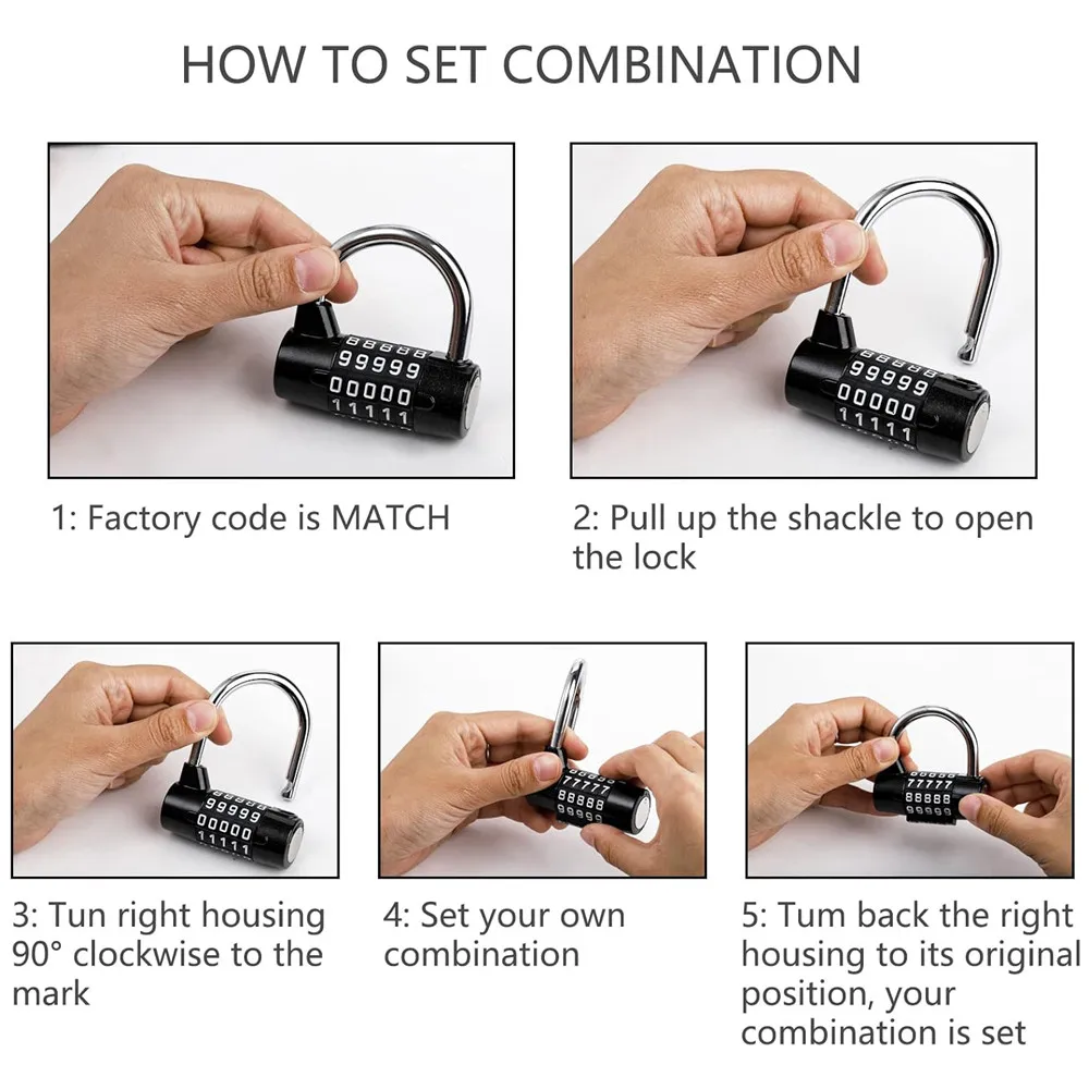4-Digit Mini Combination Padlock, Small Zinc Alloy Code Lock for Luggage/School/Shed,Black Color  Security Lock image 6