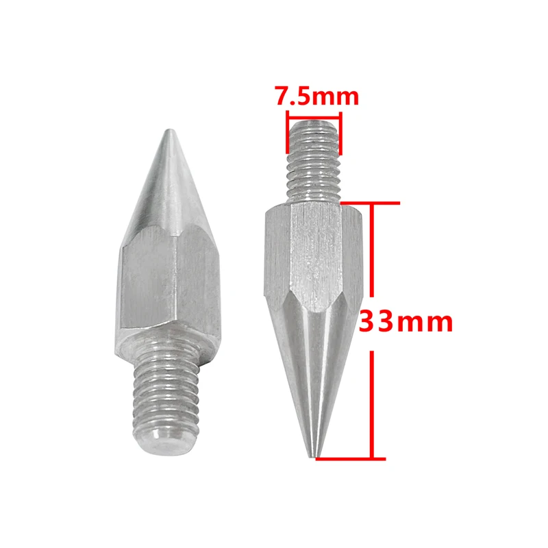 2pcs NEW Stainless Prism Pole Rod Point Length 38mm Steel GPS Pole Tip M8 Sharp Point replacement Tip Diameter 7.5mm Surveying