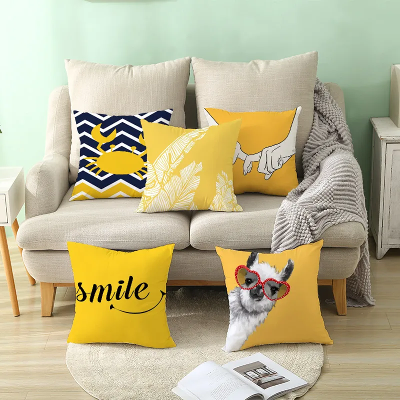 Yellow Pineapple Double-sided Printed pillow cover Short plush Suitable living rooms bedrooms sofas throw cushion cover