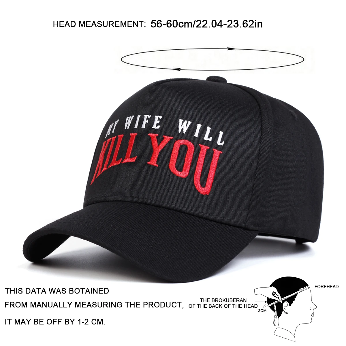 للجنسين زوجتي سوف تقتلك قبعات البيسبول المطرزة الربيع والخريف في الهواء الطلق قابل للتعديل قبعات عادية واقية من الشمس قبعة قبعة رياضية #2