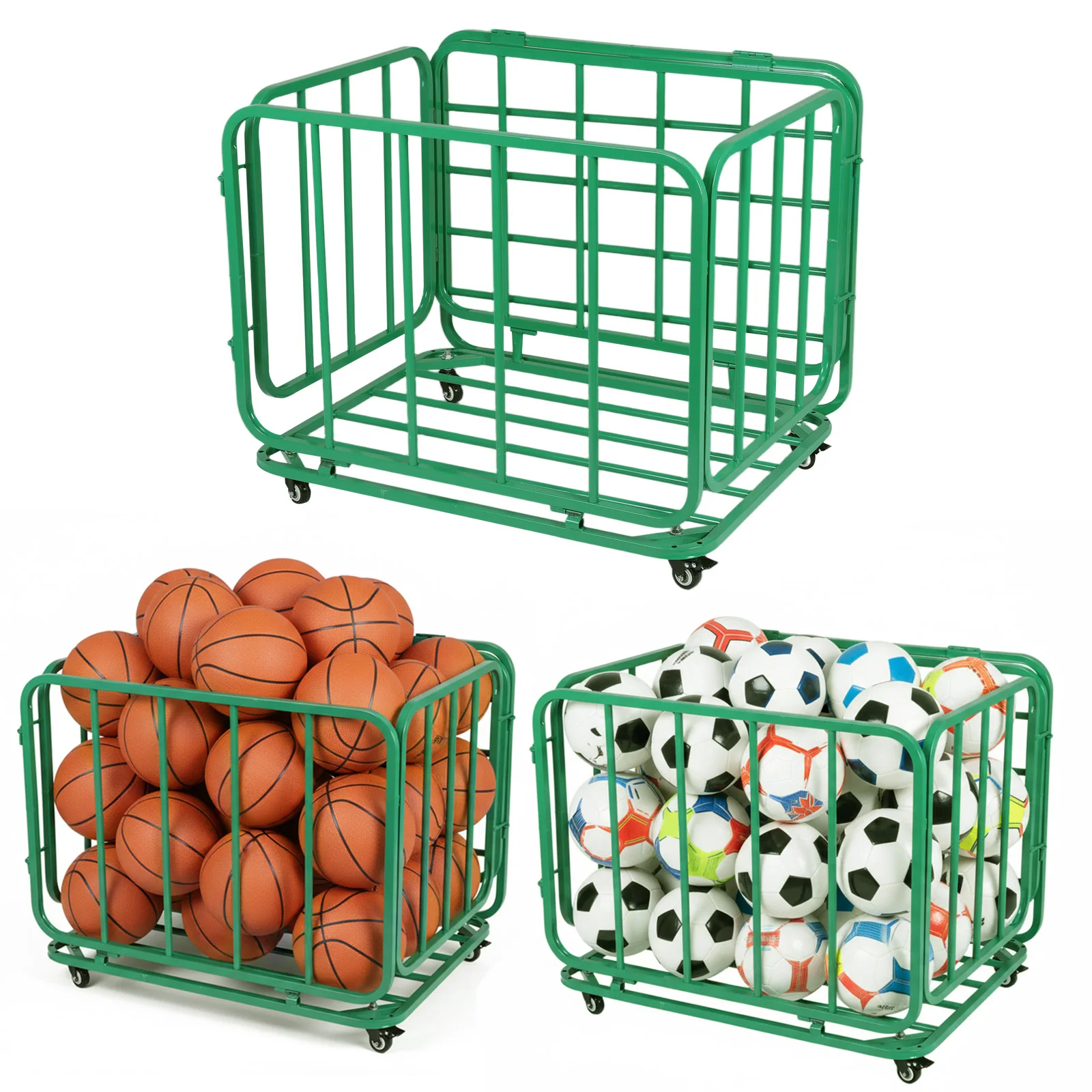 

Basketball Or Volleyball Storage Ball Cart with Wheels Basketball Storage Basket for Garage Club Or Gym