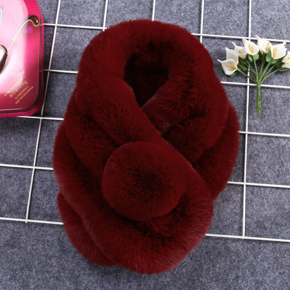 Imitation Rabbit Fur Plush Women Scarfs Elegance Winter Warm Cross Collar Shawl Scarf Korean Outdoor Neck Protection Scarves