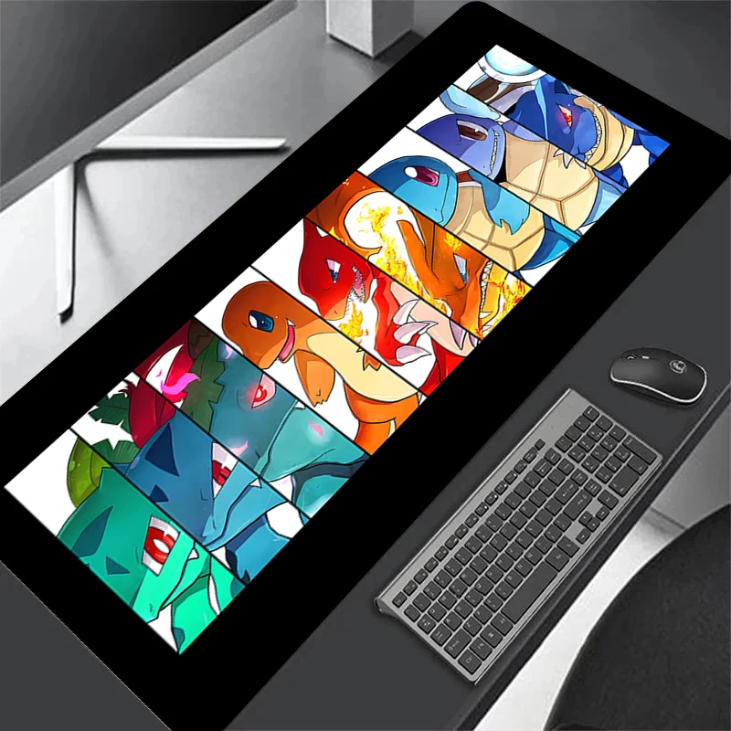 Anime Mousepad HD Druck Computer Gamer Locking Edge Rutschfestes Mauspad XXL 90x40cm Tastatur PC Pokemons Schreibtischunterlage