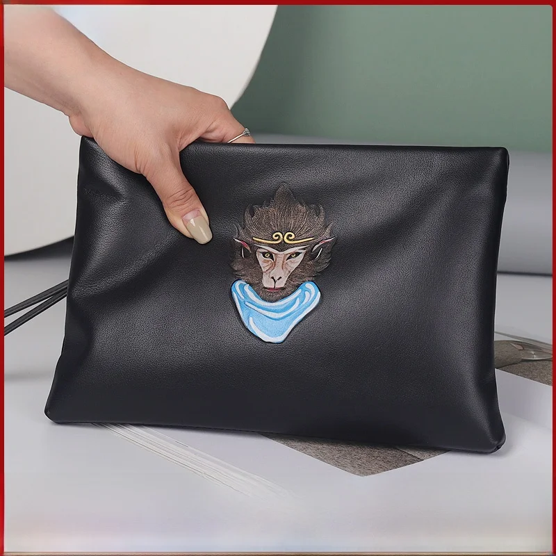 

Magnifici Men's Leather Handbag Large Capacity Casual Business Soft Cowhide Envelope Bag Youth Handheld Briefcase