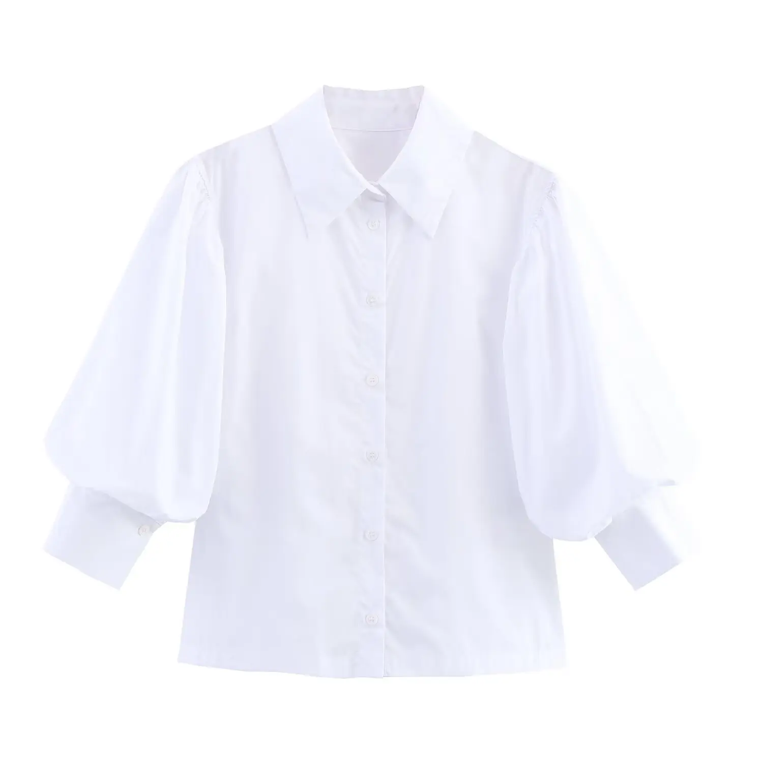 JNLEAOG Autunno delle Nuove Donne Faion Design di Seta irt Loose Fit Lungo Sve Traspirante Sottile Fibra di Poliestere Flip Collare irt