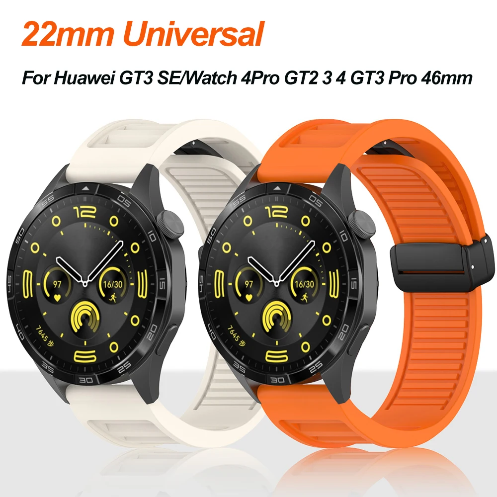 Huawei用磁気シリコンバックルバンド,22mmブレスレット,gt3,se,watch 4pro,gt2,3, 4,gt3 pro,46mm