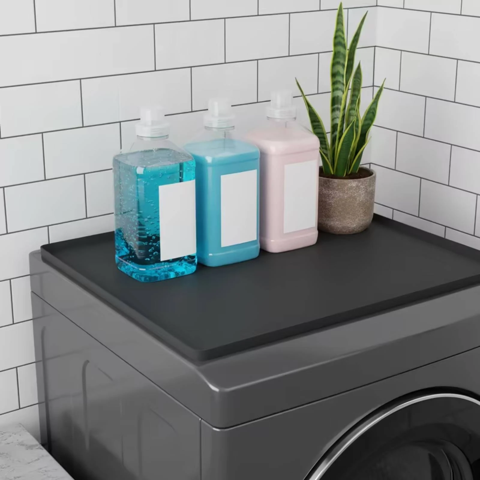 Silicone Mat with Raised Edges Waterproof Washer and Dryer Topper Mat Washer Dryer Countertop Protector Spill-Proof