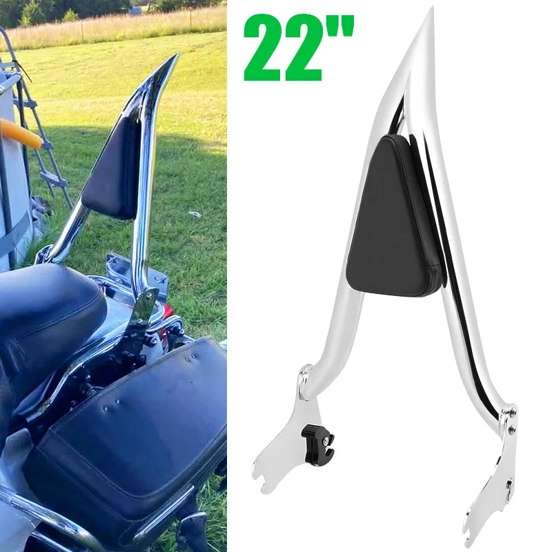 

22" Motorcycle Passenger Backrest Sissy Bar Seat Detachable Backrest For Harley Touring Road King Road Street Glide FLHT 97-08