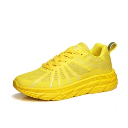 Hot Sale Yellow Running Shoes Men Summer Mesh Breathable Men's Running Sneakers Fashion Outdoor Platform Casual Sports Shoes Man