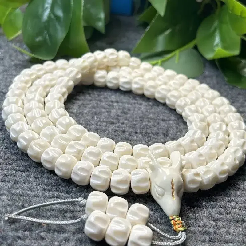 Natural Antler Carving Passion Seeds with Deer Pure White Three-way Beads Bracelet Multi-circle Luxury Collection Fine Jewelry