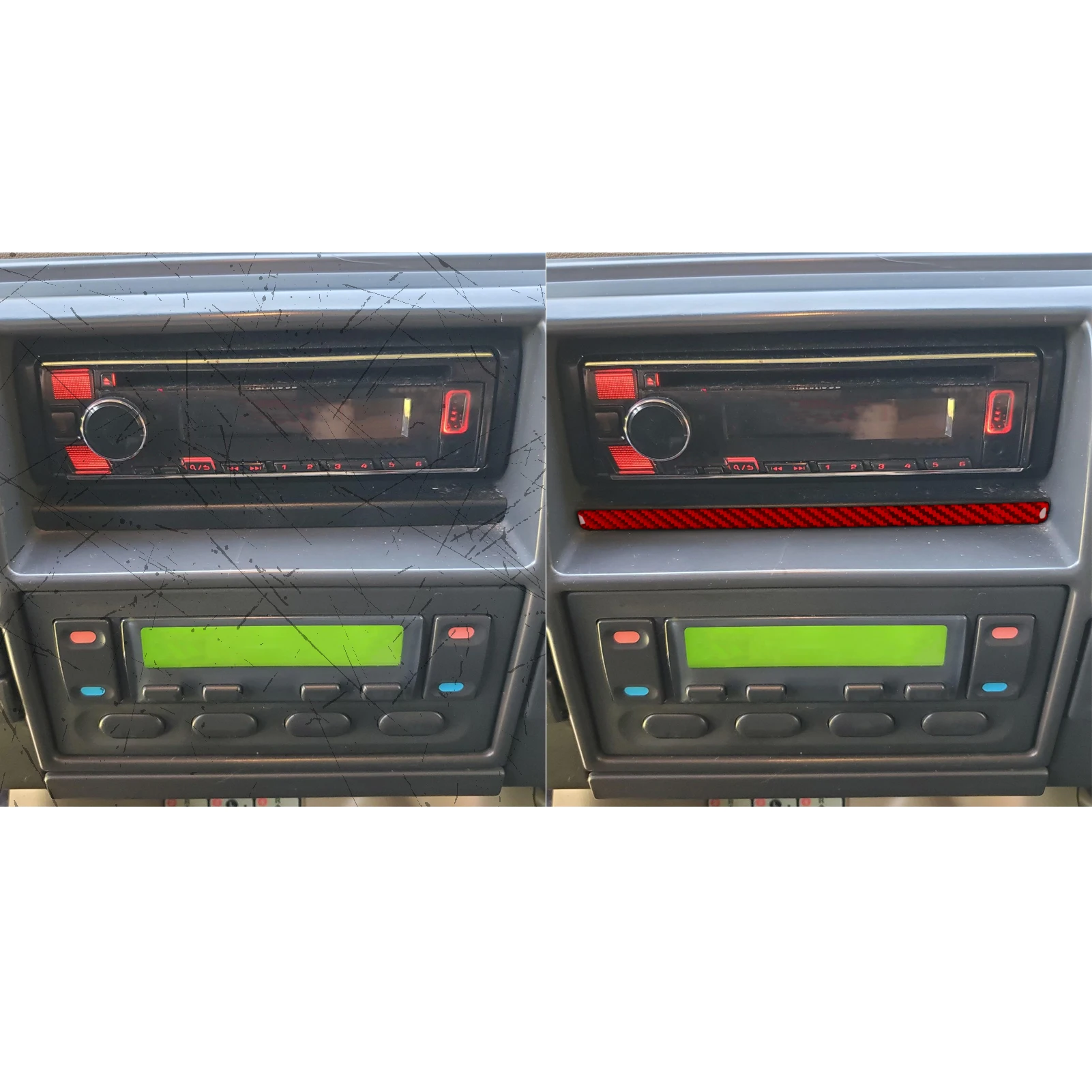 Red Carbon Fiber Radio Console Decorative Bar For Land Rover Discovery 1994-2004 Car Interior Trim Decoration (1pc)