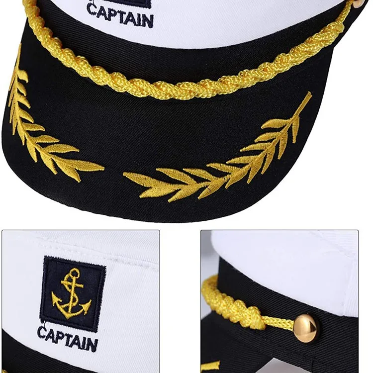 

Military Hat Army Peaked Navy cap white sun summer retro flat-topped captain sailor 8M159