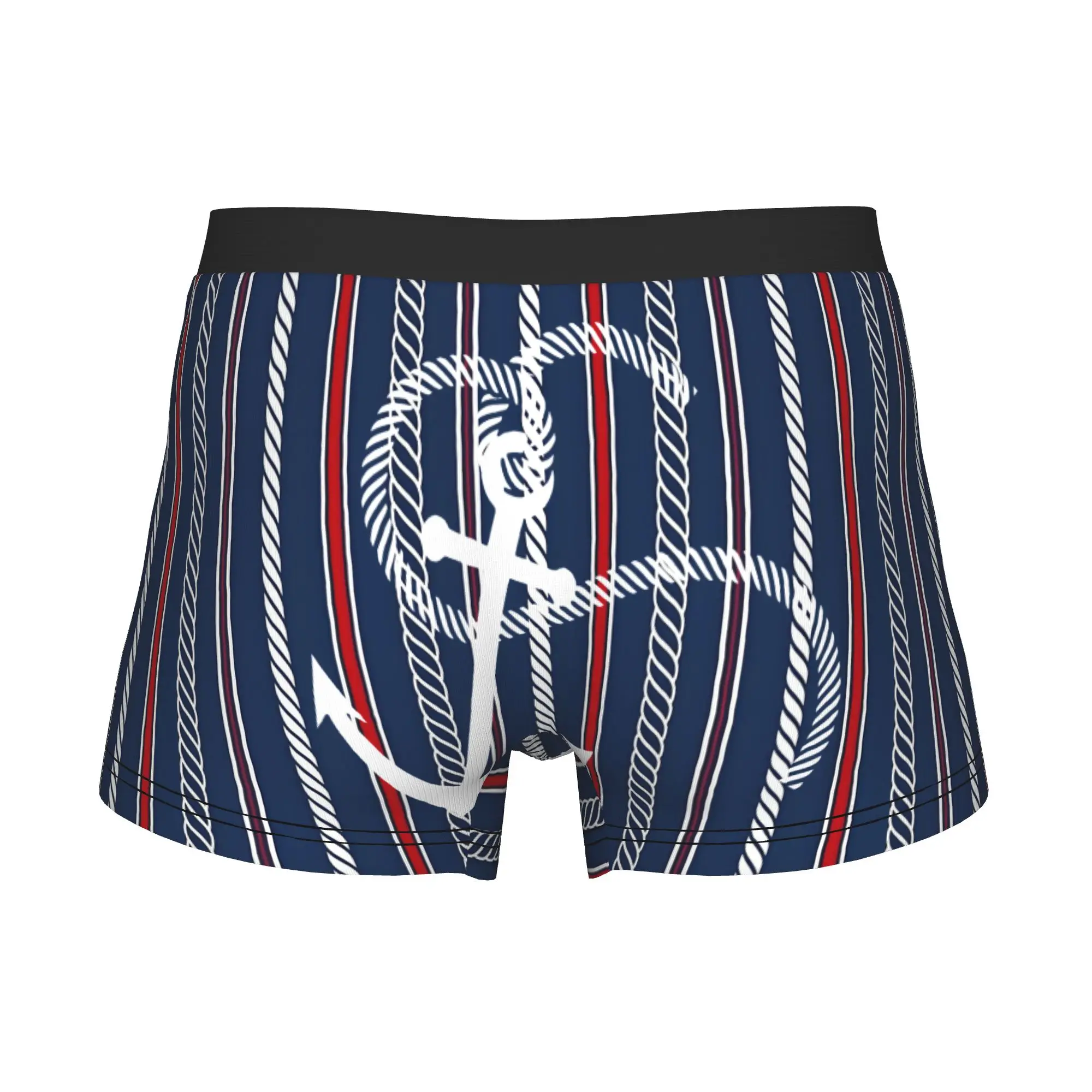 Nautical Blue Ropes Underwear Men Printed Sailor Stripes Boxer Shorts Panties Briefs Breathable Underpants