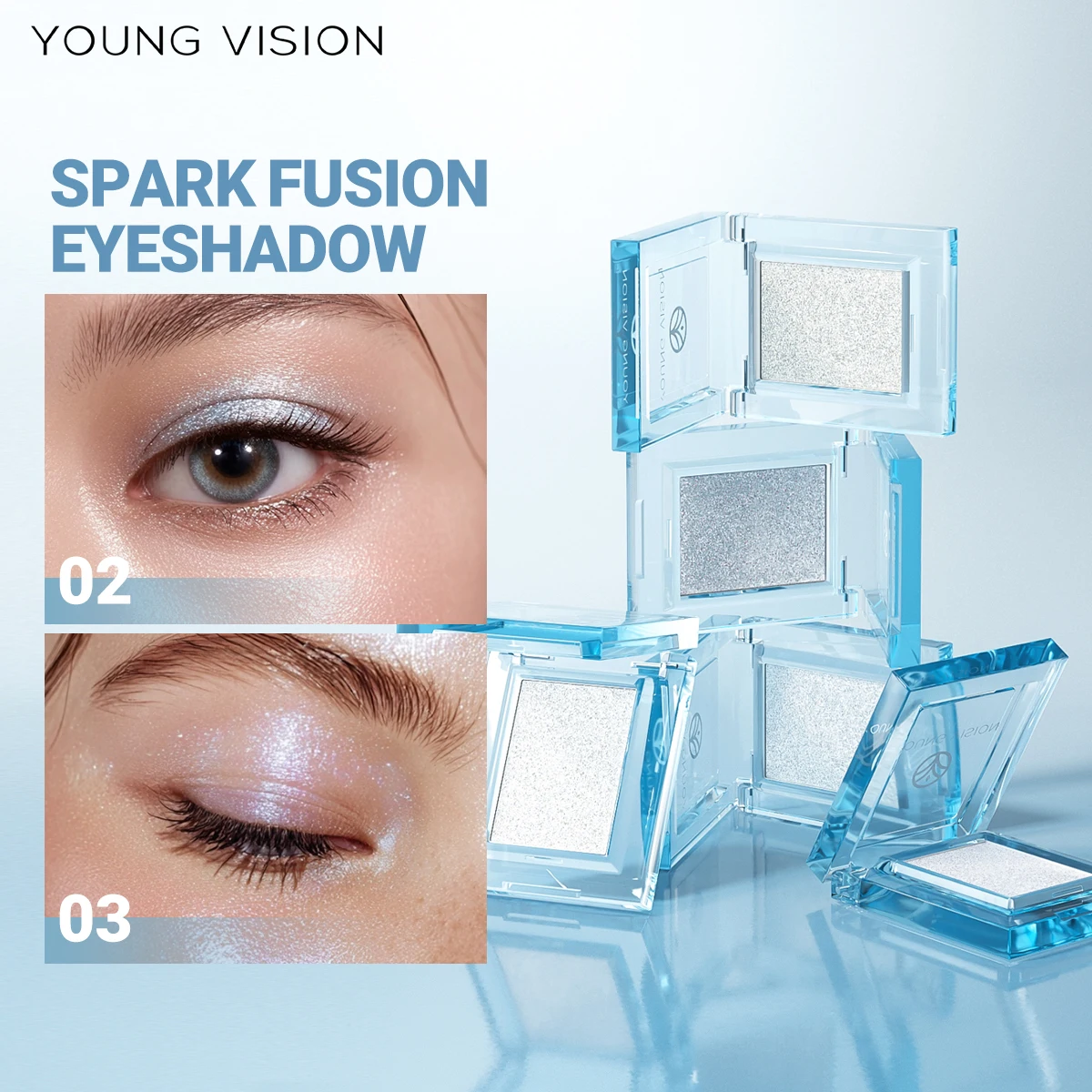 Paleta de sombras com iluminador cremoso de 5 cores - Textura de massa macia, brilho intenso e brilho, de longa duração