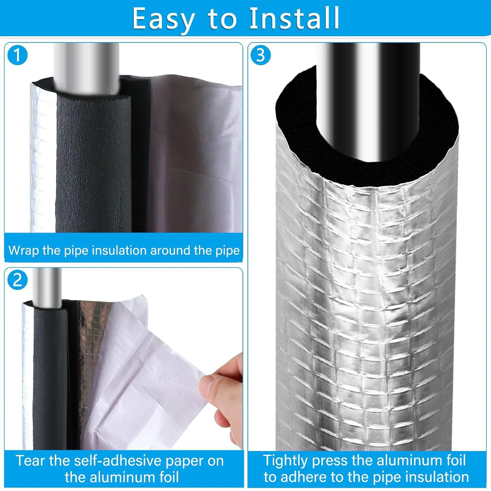 

Самоклеящаяся изоляционная пенопластовая пленка для труб, 10 шт., 40 см х 2 см, с алюминиевой фольгой для водопроводных труб, защита от замерзания на солнечной энергии