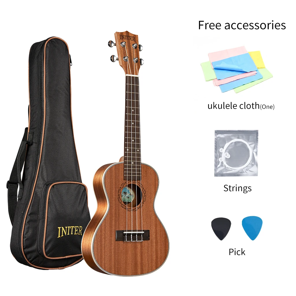 21 Inch Soprano Ukulele Full Pack Kit Bag Strap String Tuner Picks with Bag Ukulele Guitar Musical Gifts Musical Instruments