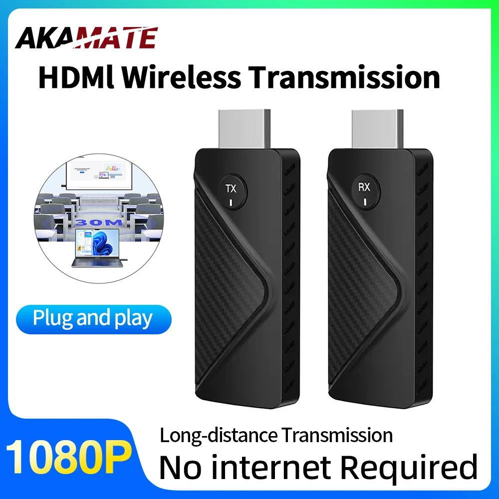 1080P Wireless HDMI Transmitter and Receiver Extender Stick Kit 30M Universal Dongle Adapter For PC Camera Laptop To Monitor