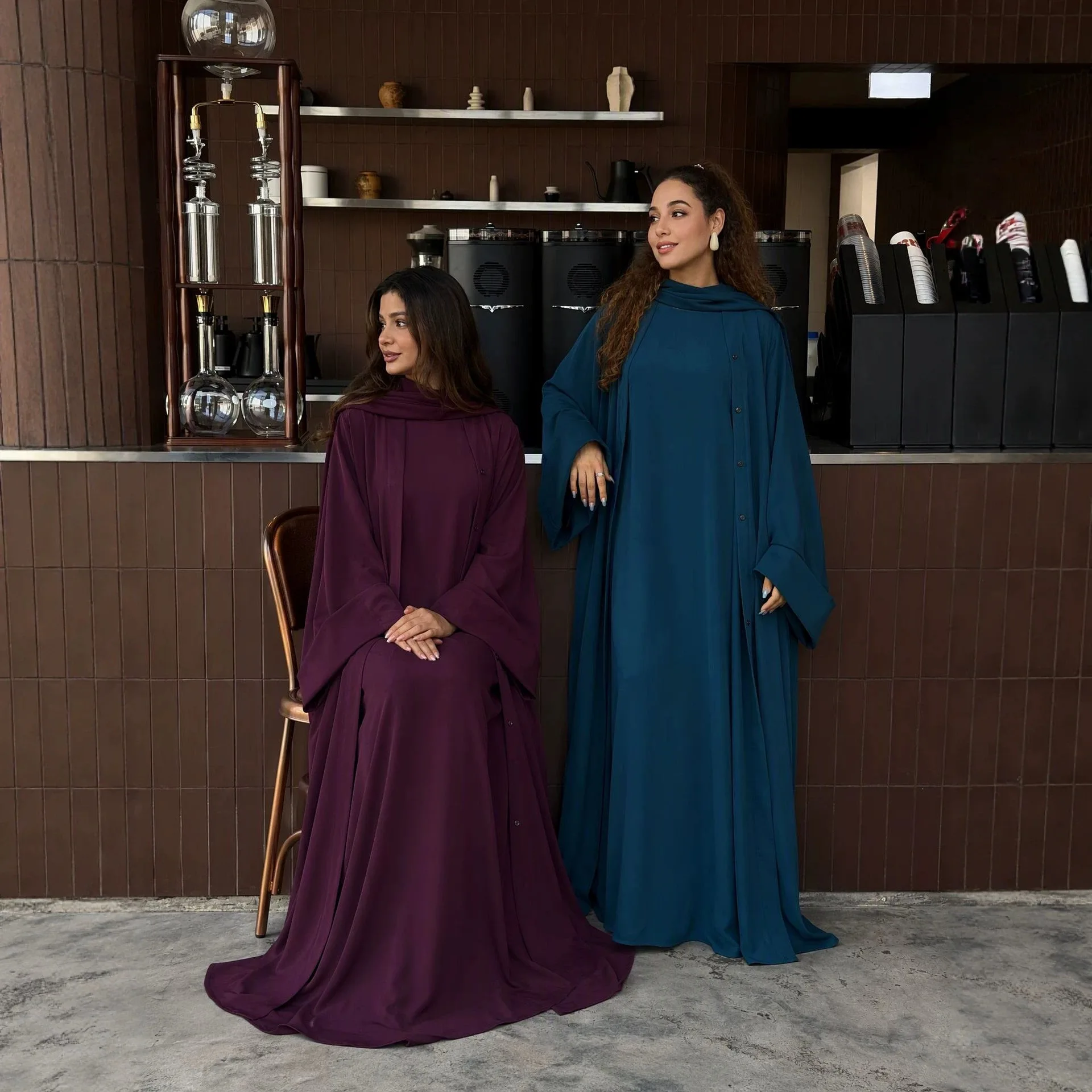 Eid Abaya Dress Women 3 Piece Set Muslim Dresses Hijab Abayas Suit Jalabiya Ramadan Morocco Dubai Kaftan Vestidos Cardigan Robe
