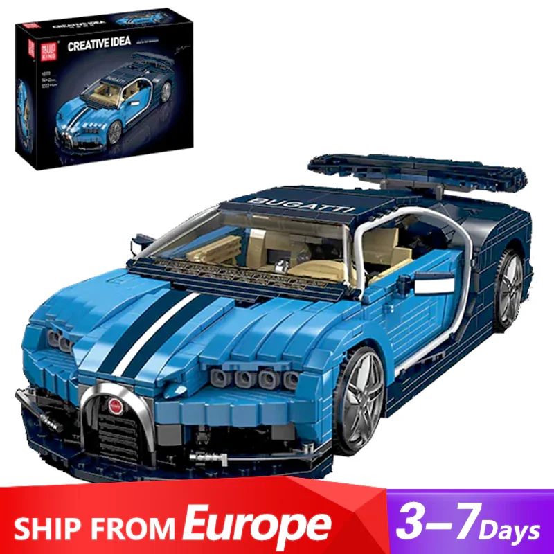 Techniczny MOC 10111 Hypercar Supercar samochód wyścigowy Bugattier Model pojazdu 1222 sztuk klocki klocki Puzzle zabawki na prezent