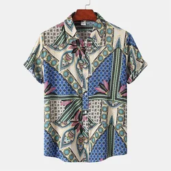 Retro Luxury Floral 3d Print Hawaiian Shirt Men Summer Short Sleeves Tops Beach Harajuku Street Lapel Blouse Loose Button Shirts