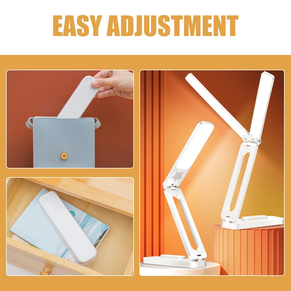 

Foldable Desk Lamp Light 2000mAh Rechargeable White Dual Head Portable Study Eye Protection Bedroom Bedside Night Lamp