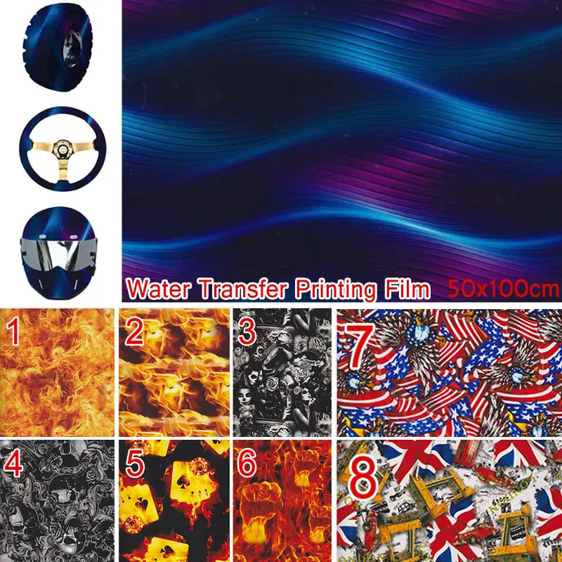 1pc kreative Wasser transfer folie Hydrographie Film Wasser transfer druck Hydro Tauch folie Nachahmung Tier muster 50x100cm